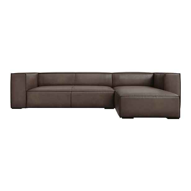 Hnědá kožená rohová pohovka (pravý roh) Madame – Windsor & Co Sofas