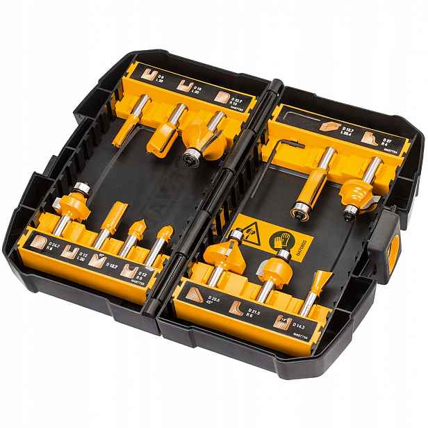 Sada 12 fréz na dřevo s 8 mm úchytem DeWALT DT90016