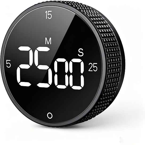 TEMU Digitální kuchyňský časovač s magnetickým otočným nastavením, 2v1 odpočítávací a odpočítávací časovač, stmívatelný LED velký displej, snadno