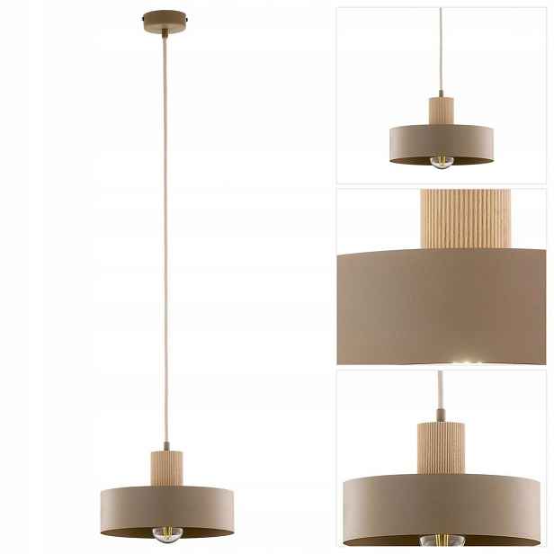 Závěsná lampa béžová Rif Wood, moderní, nastavitelná nad stůl Sigma Lighting