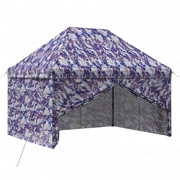 vidaXL Pop-up Altán se 4 Bočními Stěnami 2,9 x 4,3 m Modrý maskáč