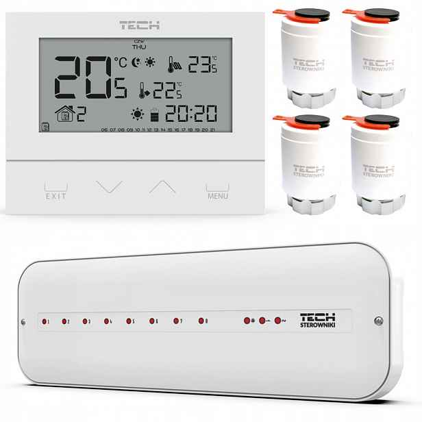 Sada Podlahového Vytápění Tech Lišta L-5 Ovladač ST-292 v3 Pohony