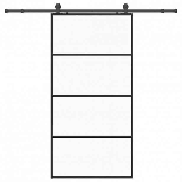 vidaXL Posuvné dveře se sadou kování černé 102,5x205 cm ESG Glass