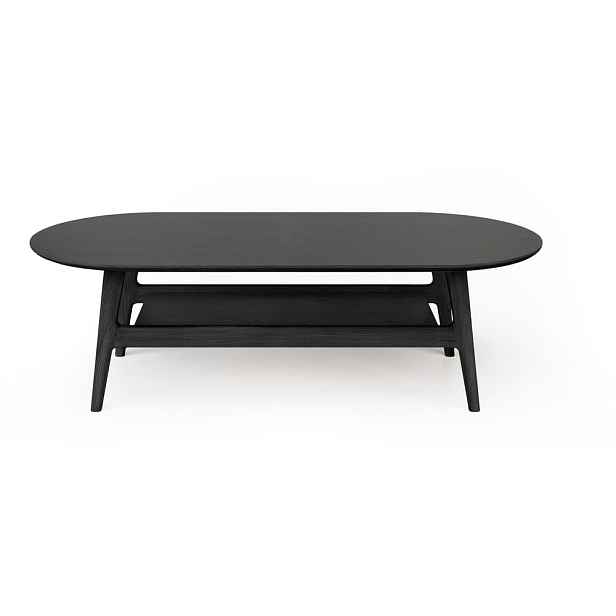 Černý konferenční stolek v dekoru dubu 60x130 cm Curved – Woodman