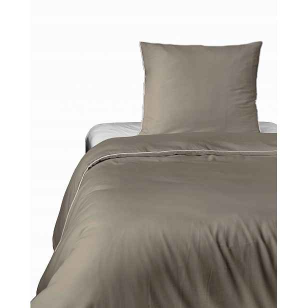 Povlečení saténové 140x200 taupe s lemováním a jedním povlakem 70x80 Mako Satin