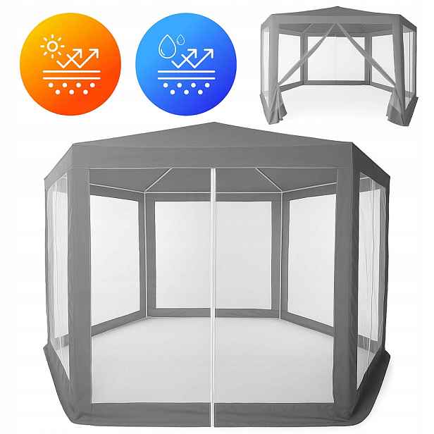 Stan zahradní obchodní pavilon 2x2x2 m s moskytiérou, šedý MultiGarden