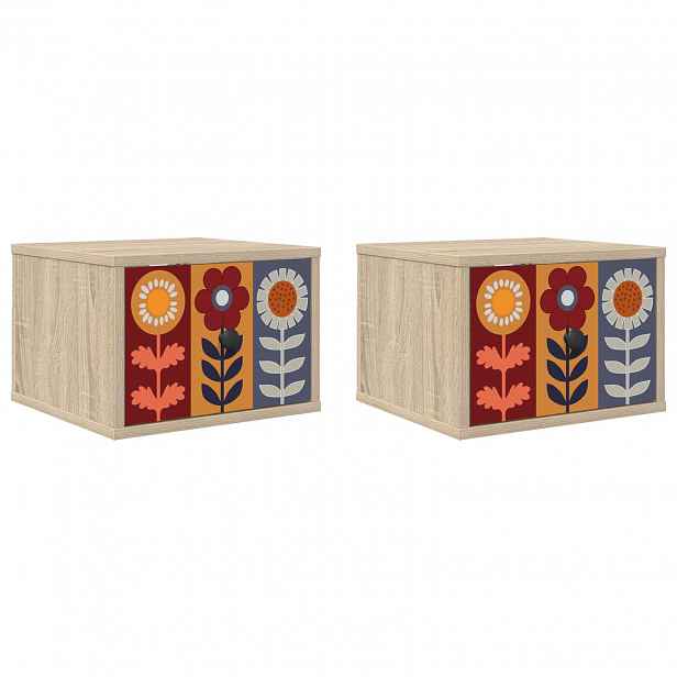 vidaXL Nástěnná noční skříňka ESSEN 2 ks Dub sonoma 36 x 33 x 25 cm