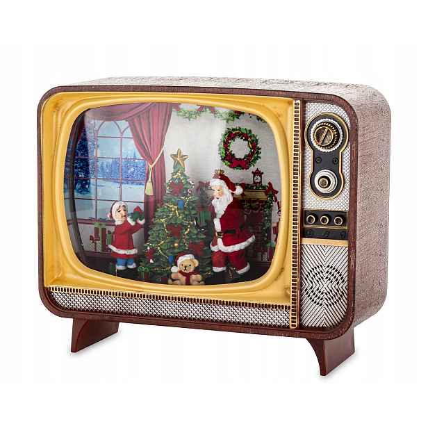 Retro televize Vánoce hrací skříňka hrající vánoční Led Mikuláš s hudbou