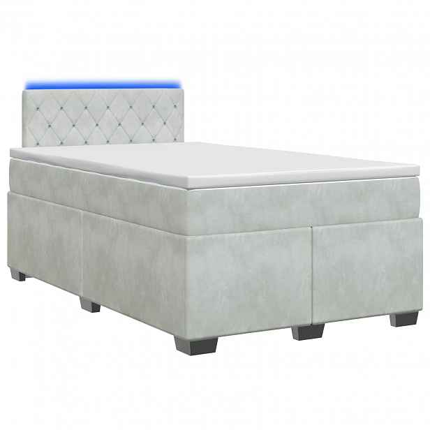 vidaXL Box spring postel s matrací a LED Světle šedá 120 x 190 cm