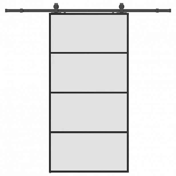 vidaXL Posuvné dveře se sadou kování černé 102,5x205 cm ESG Glass