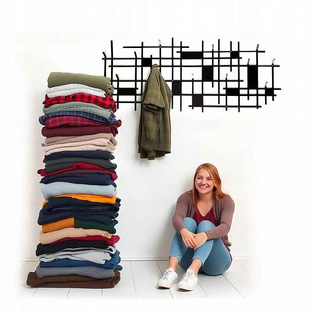 Decorizzly nástěnný věšák LINEAplate kovový černý do předsíně loft