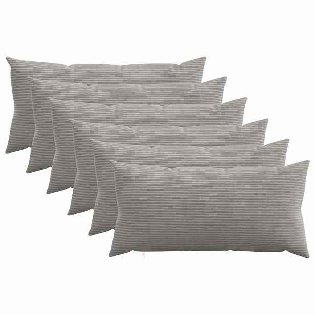vidaXL Povlak na polštář 6 pcs HEERLEN Světle šedá 40 x 70 cm manšestr