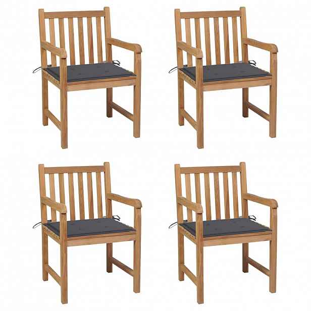 vidaXL Zahradní židle 4 ks antracitové podušky masivní teak