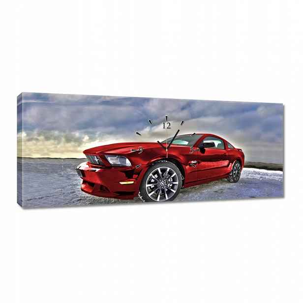 Nástěnné hodiny 100x40 Červený Ford Mustang