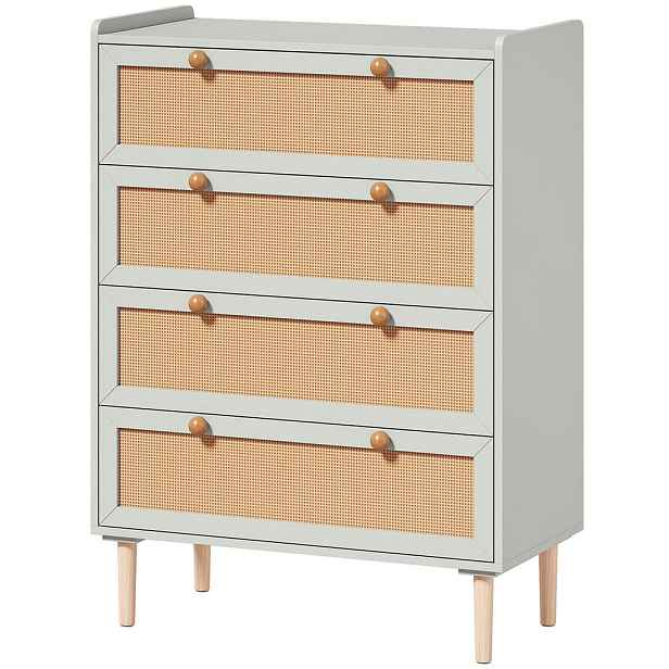 HOMCOM KOMODA z MDF borovicového dřeva šalvějově zelená