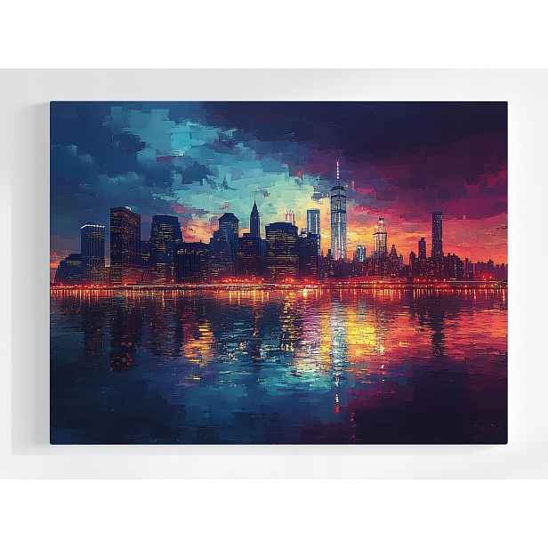Plakát Město Panorama Manhattan New York Večer 100x75
