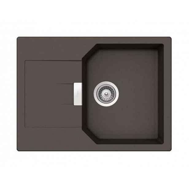 SCHOCK Manhattan - Granitový dřez, 69x51 cm, s ovládáním odtoku, Asphalt MAND100SUGAS