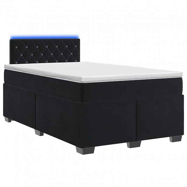 vidaXL Box spring postel s matrací a LED Černá 120 x 190 cm Samet