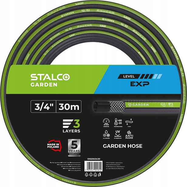 Hadice Exp 3/4′′ 30m Stalco Garden Vystužená 3VRSTVÁ S102063430