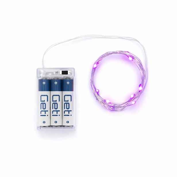 LED světýlka na baterie, kapičky, 2,30 m, růžová, 20 diod, drátek, IP20 interiér, 3 × AA
