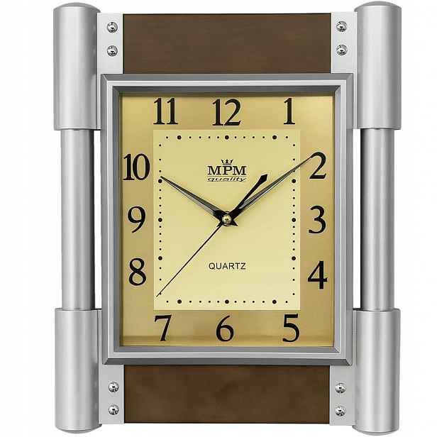 Tiché Obdélníkové Klasické Elegantní Nástěnné Hodiny Mpm WO135.E 31x38 cm