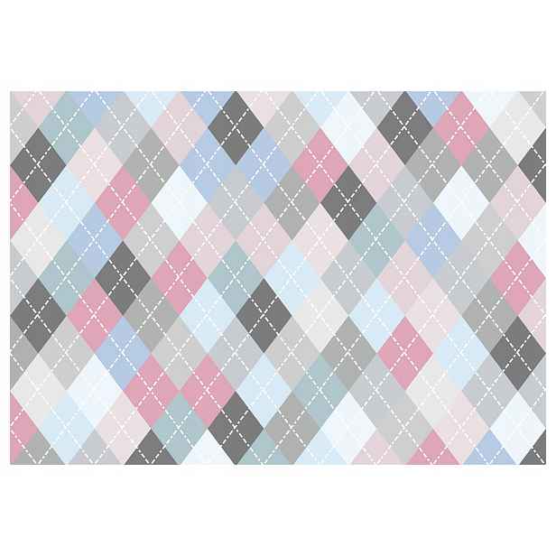 Vliesová fototapeta Romby růžovo-modré geometrické 312x219 lepidlo