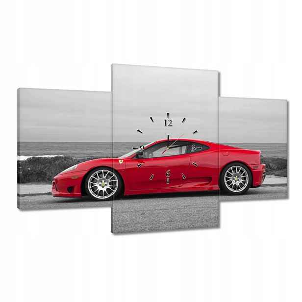 Hodiny 100x60 Červené Ferrari na pláži