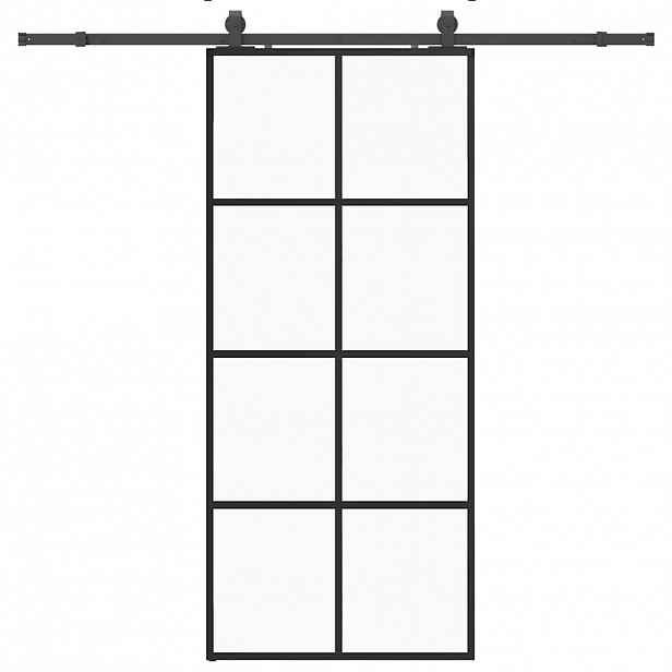vidaXL Posuvné dveře se sadou kování černé 90x205 cm ESG Glass
