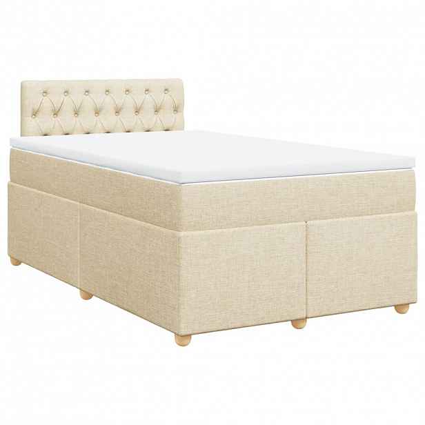 vidaXL Box spring postel s matrací krémová 120x190 cm textil