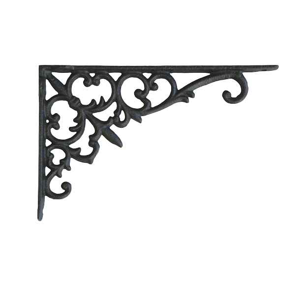 Černá antik litinová policová konzole s ornamenty - 23*3*15 cm Chic Antique