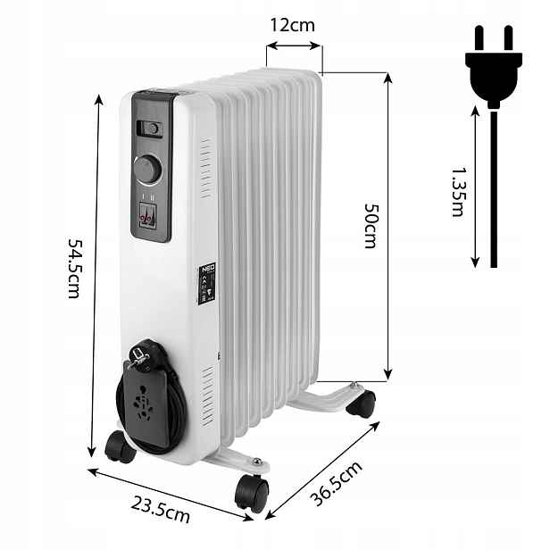 Olejový Radiátor 2000W 9 Žeber 90-152 Neo