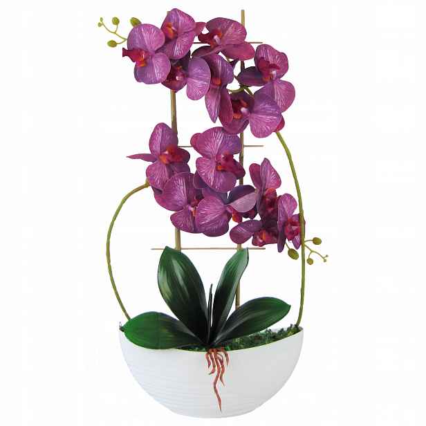 Orchidej Real Touch 60 cm, gumovaná v květináči Luna 2
