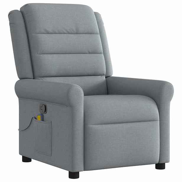 vidaXL Masážní polohovací křeslo světle šedé textil