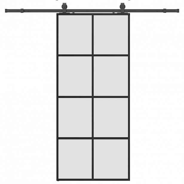 vidaXL Posuvné dveře se sadou kování černé 90x205 cm ESG Glass