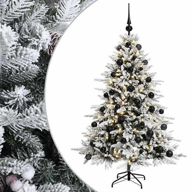 vidaXL Umělý vánoční stromek s vánočními koulemi 120 cm 150 LED