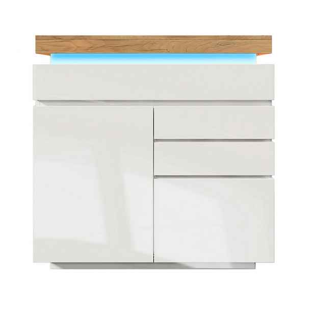 Modenvie KOMODA 110/39/115 cm z dřevotřísky a MDF bílá s LED osvětlením