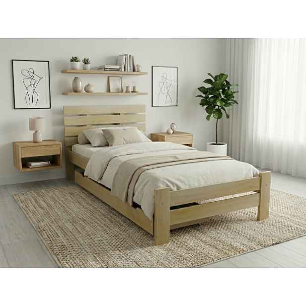 Postel PARIS zvýšená 90 x 200 cm, borovice Rošt: Bez roštu, Matrace: Matrace Coco Maxi 20 cm