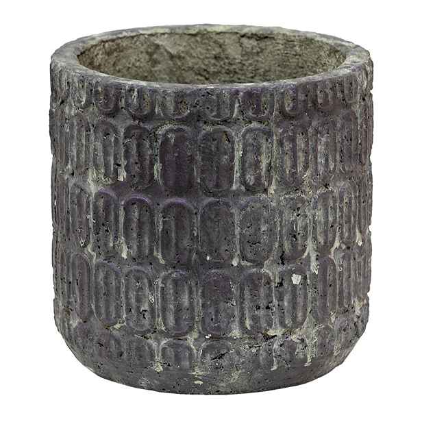 Šedý antik cementový obal na květináč se vzorem - Ø 17*16 cm Clayre & Eef
