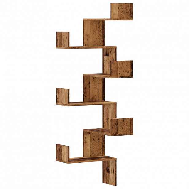 vidaXL Nástěnná rohová police old wood 45x45x147 cm kompozitní dřevo