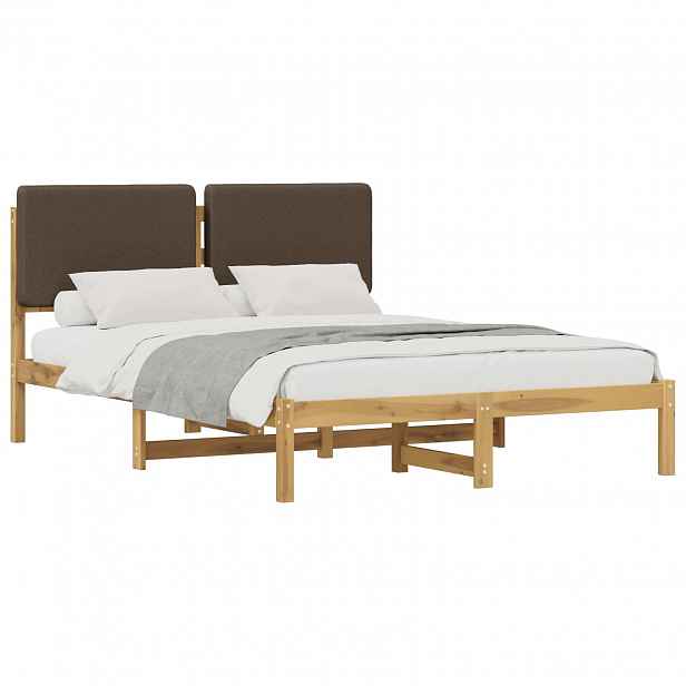 vidaXL Rám postele s čalouněným čelem Bělená a taupe 140 x 200 cm