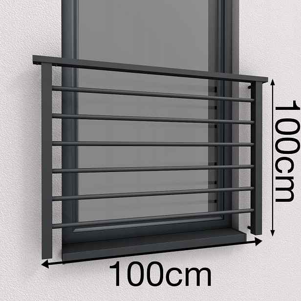 Francouzská okenní zábradlí hliníková 100 cm 7016