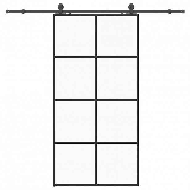 vidaXL Posuvné dveře se sadou kování černé 102,5x205 cm ESG Glass