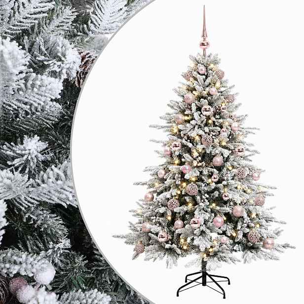 vidaXL Umělý vánoční stromek s vánočními koulemi 120 cm 150 LED