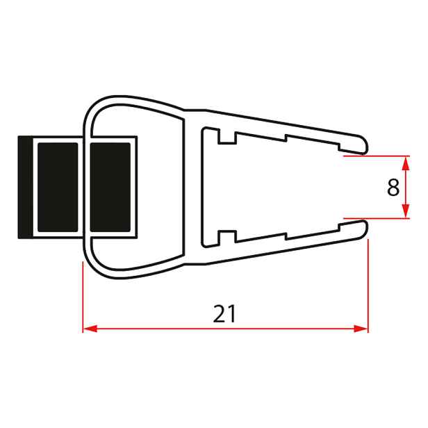 Gelco Set magnetických těsnění pro sklo 8mm a 3M pro nalepení , 2000mm (2ks)