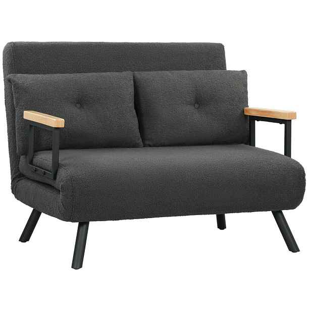 HOMCOM ROZKLÁDACÍ pohovka ocel polyester tmavě šedá