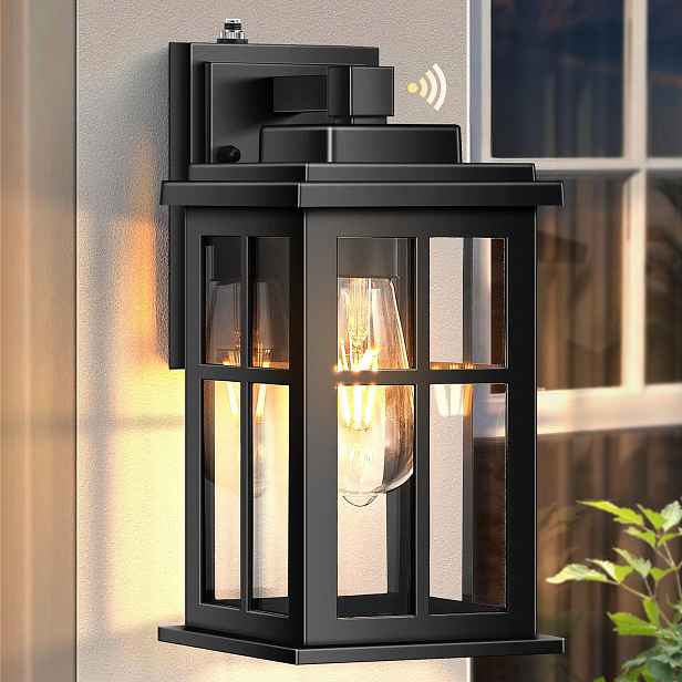 Opaxis Moderní černá venkovní lampa se senzorem soumraku, hliníková