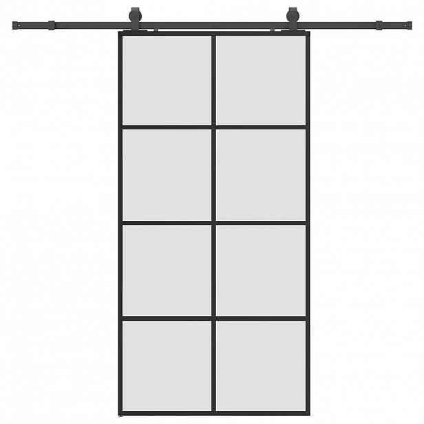 vidaXL Posuvné dveře se sadou kování černé 102,5x205 cm ESG Glass