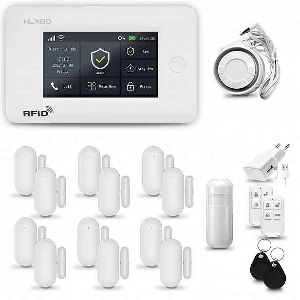 Bezdrátový alarm WiFi+ Gsm 4G s Tuya sadou Huxgo HXA006 D12PS