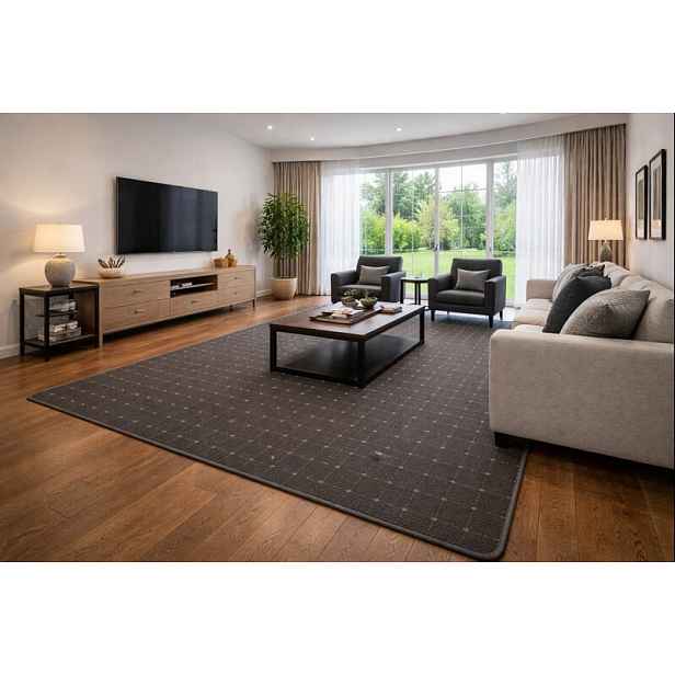 Kusový koberec Udinese antracit čtverec, 120x120, šedá, chodba / předsíň, Condor Carpets