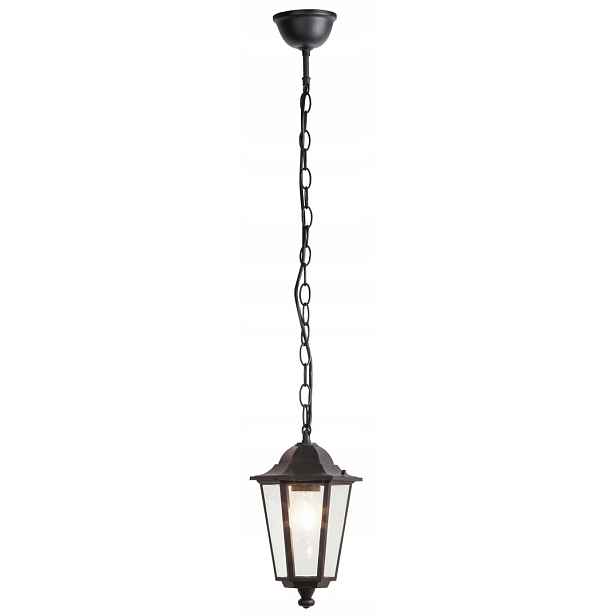 Venkovní závěsná terasová zahradní lampa, černá, skleněná, vintage, Rabalux